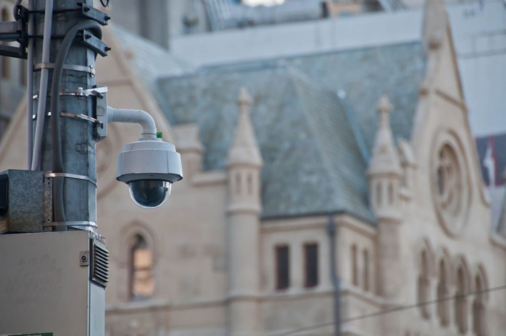 Perimeter Security Camera Providing Video Surveillance in Front of a Place of Worship