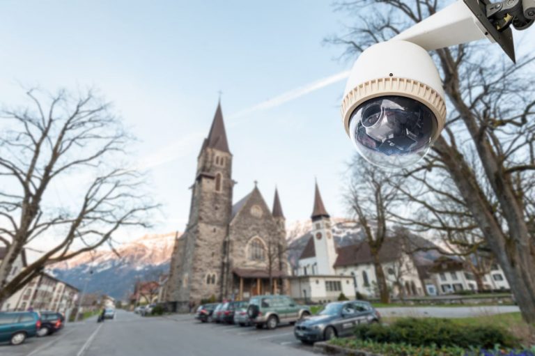 Perimeter Security Camera in Front of a Place of Worship