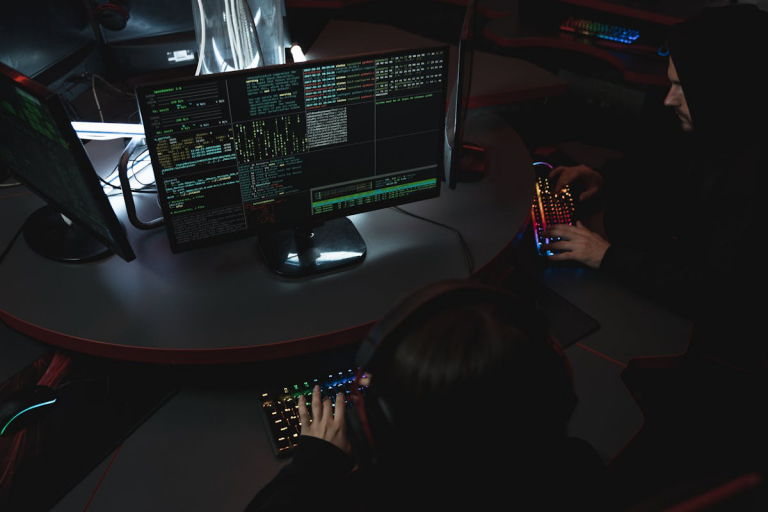 security consulting experts working on computer